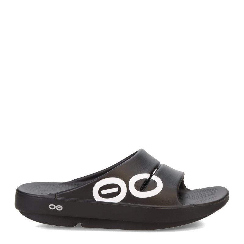 1500 BLACKWHT Womens Oofos Ooahh Slide Sandal Blackwhite 1