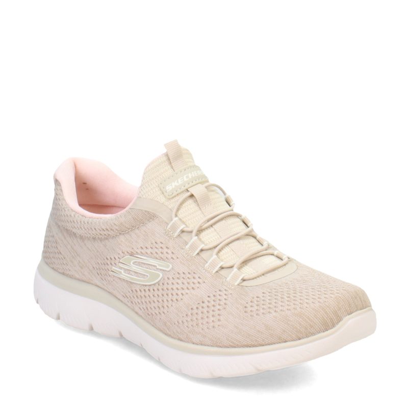 150113 TPPK Womens Skechers Summits Fun Flair Sneaker Taupe Pink