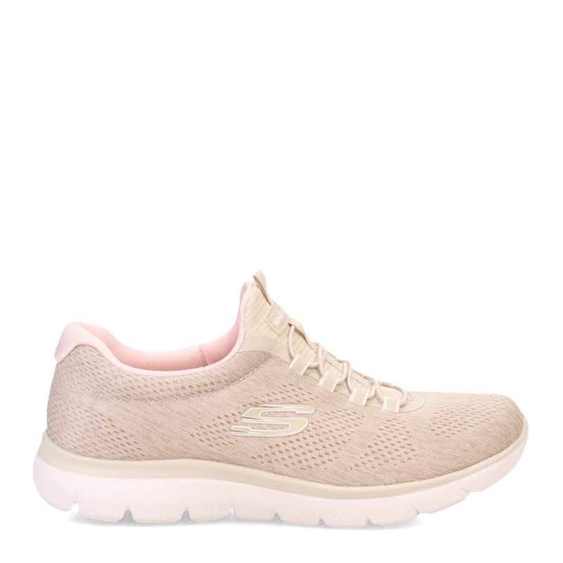 150113 TPPK Womens Skechers Summits Fun Flair Sneaker Taupe Pink 1