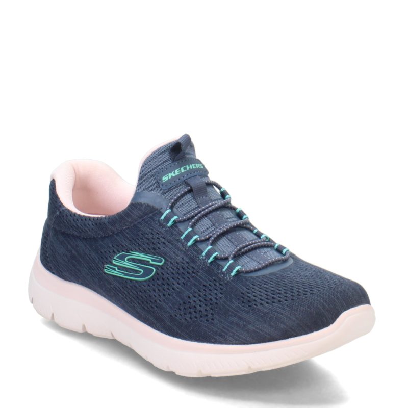 150113W NVMT Womens Skechers Summits Fun Flair Sneaker Wide Width Navy