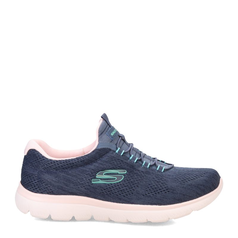 150113W NVMT Womens Skechers Summits Fun Flair Sneaker Wide Width Navy 1