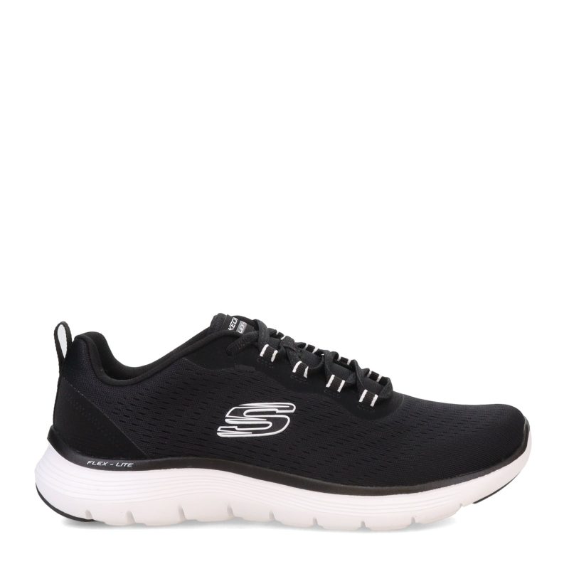 150201 BKW Womens Skechers Flex Appeal 50 Sneaker Black White 1