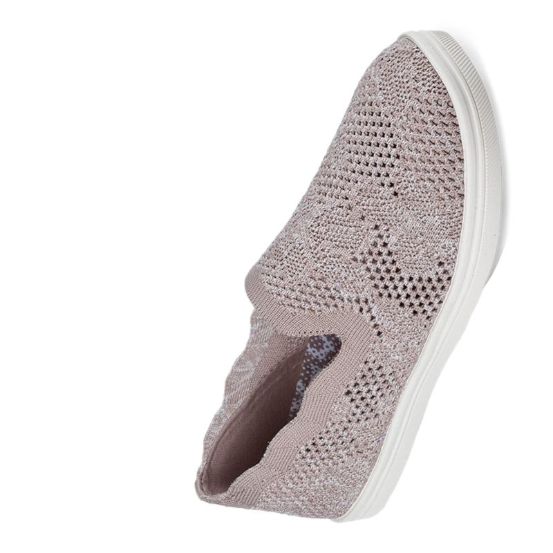 158299 TPE Womens Skechers Cleo Cup Flower Winds Slip On Taupe