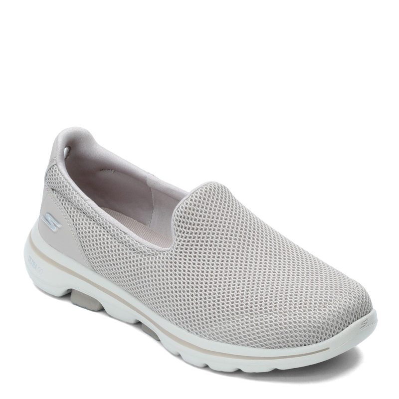 15901 W Tpe Womens Skechers Performance Go Walk 5 Slip On Wide Width Taupe