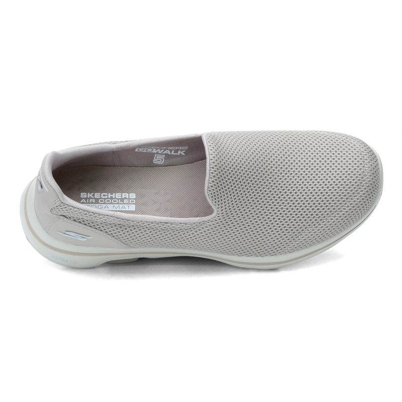 15901 W Tpe Womens Skechers Performance Go Walk 5 Slip On Wide Width Taupe 5