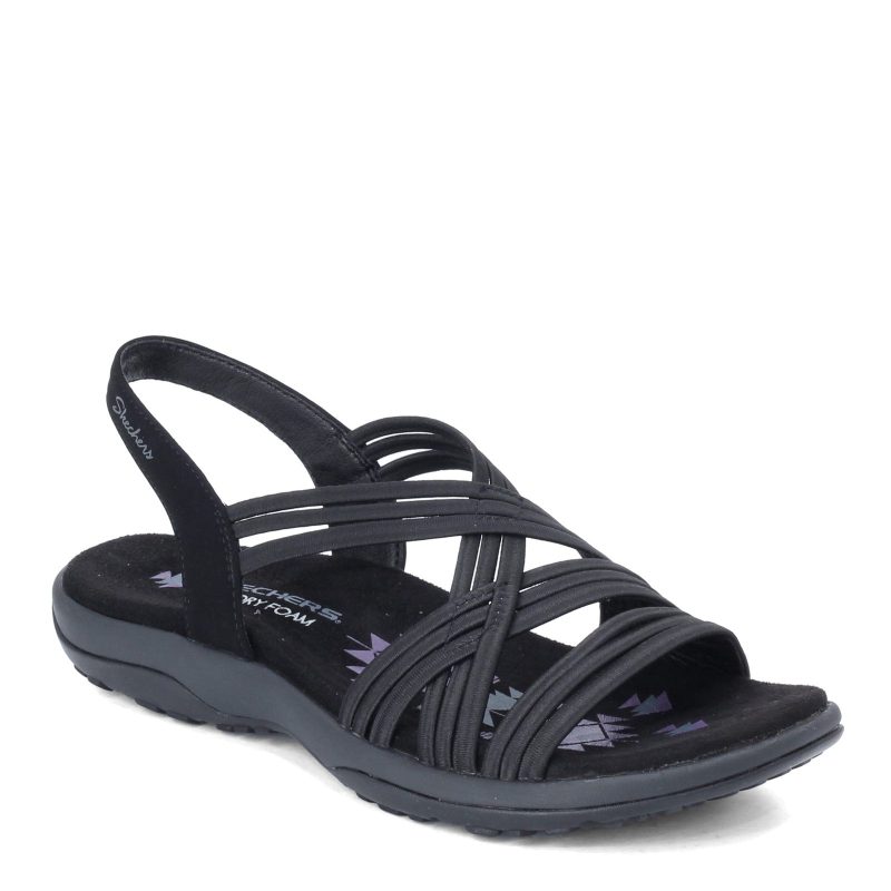 163023 Blk Womens Skechers Reggae Slim Simply Stretch Sandal Black