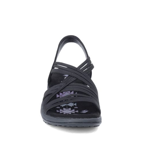 163023 Blk Womens Skechers Reggae Slim Simply Stretch Sandal Black 2