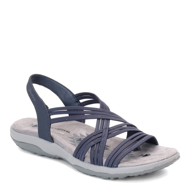 163023 Nvy Womens Skechers Reggae Slim Simply Stretch Sandal Navy