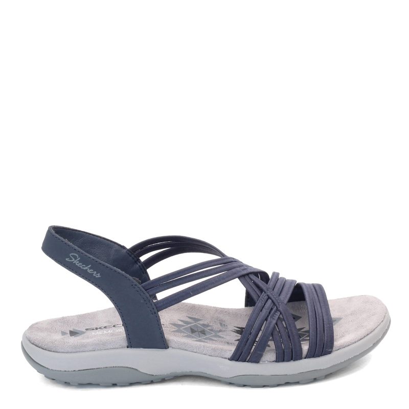 163023 Nvy Womens Skechers Reggae Slim Simply Stretch Sandal Navy 1