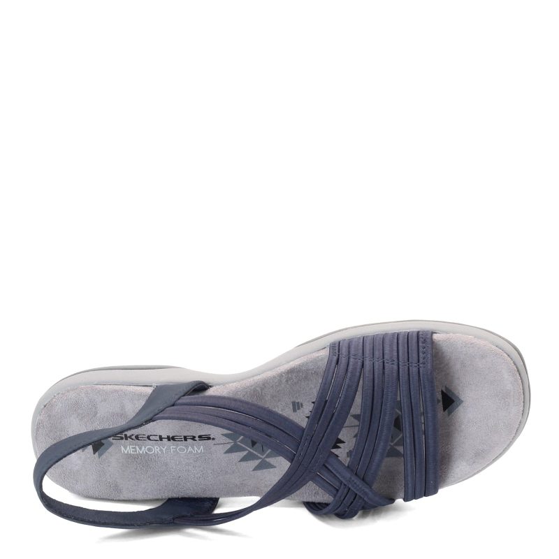 163023 Nvy Womens Skechers Reggae Slim Simply Stretch Sandal Navy 5