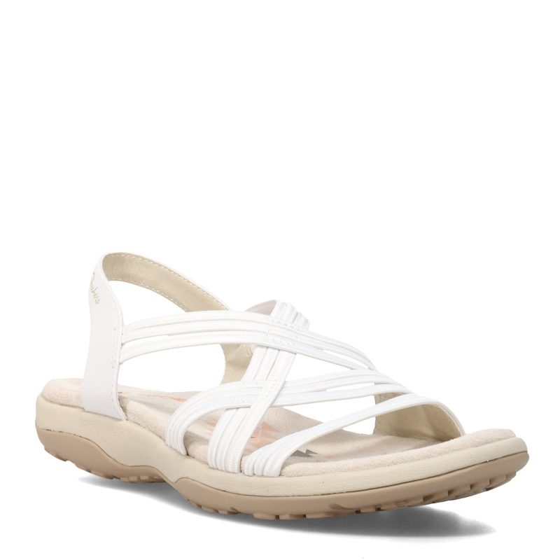 163023 WHT Womens Skechers Reggae Slim Simply Stretch Sandal White