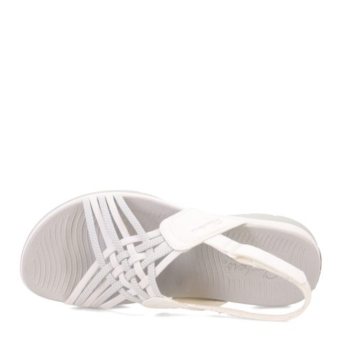 163321 WGY Womens Skechers Arch Fit Reggae Sport Sandal White Grey 5