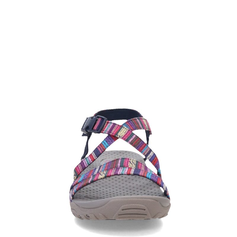 163347 NVMT Womens Skechers Reggae Trail On By Sandal Navy Multi 2