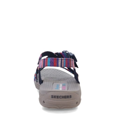 163347 NVMT Womens Skechers Reggae Trail On By Sandal Navy Multi 4