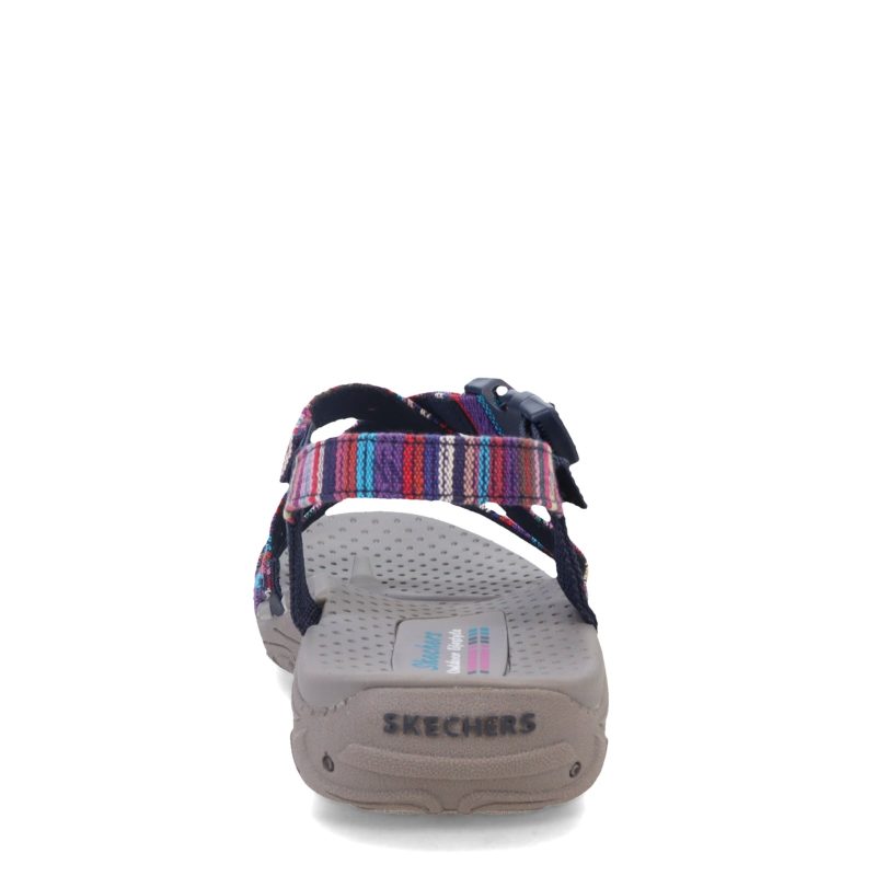 163347 NVMT Womens Skechers Reggae Trail On By Sandal Navy Multi 4