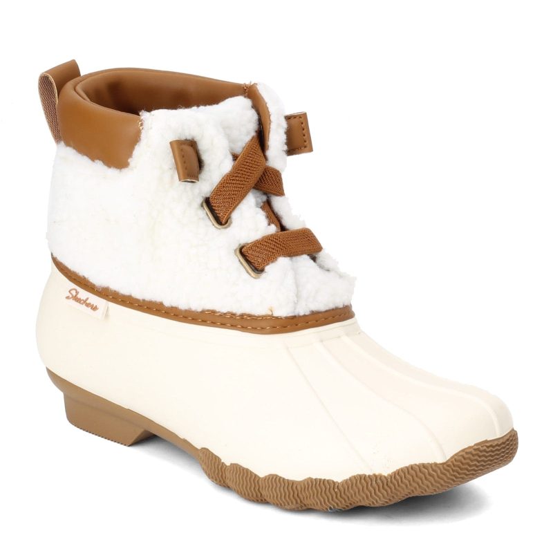 167036 Nat Womens Skechers Pond Sherpa Snuggle Boot Natural