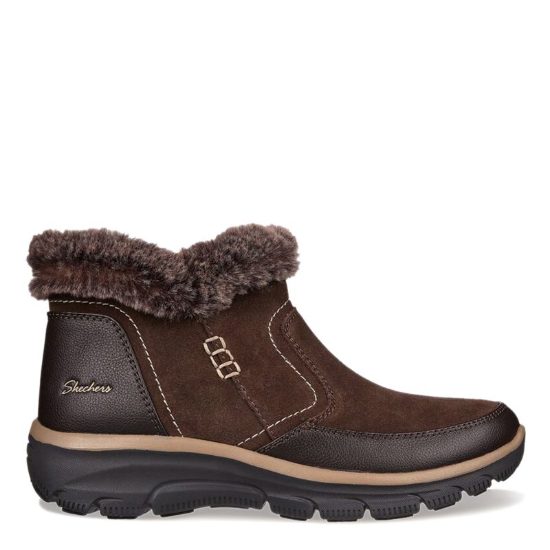 167403 CHOC Womens Skechers Relaxed Fit Easy Going Warm Escape Boot Chocolate 1