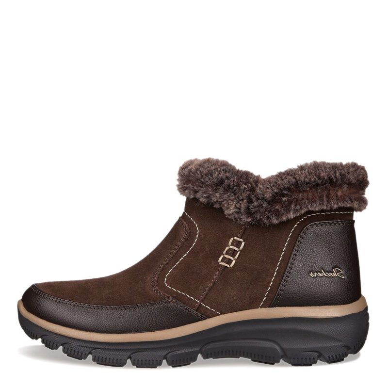 167403 CHOC Womens Skechers Relaxed Fit Easy Going Warm Escape Boot Chocolate 2