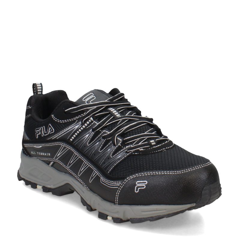 1SH40240 010 Mens Fila Memory At Peake St Trail Running Sneaker Black Black Metallic Silver