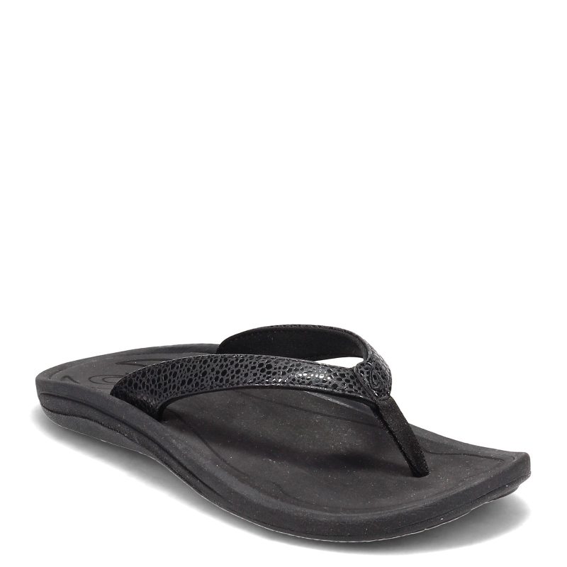 20198 4040 Womens Olu Kai Kulapa Kai Sandal Black