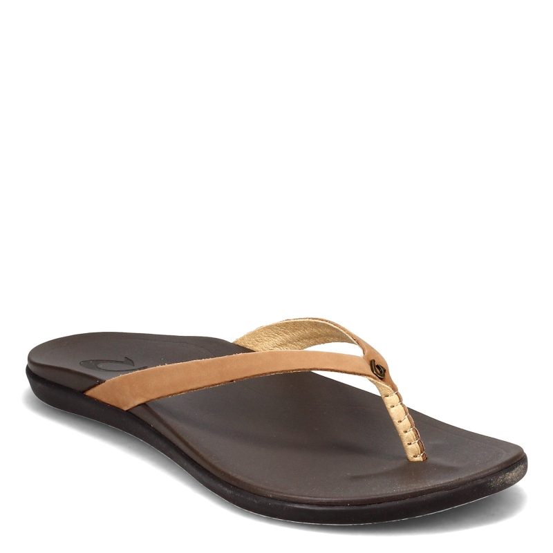 20290 Fm48 Womens Olu Kai Hoopio Thong Sandal Brown