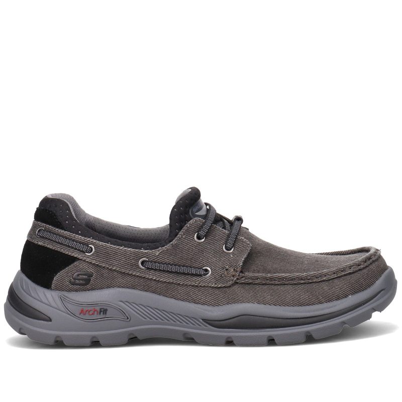 204180 Blk Mens Skechers Arch Fit Motley Oven Boat Shoe Black 1