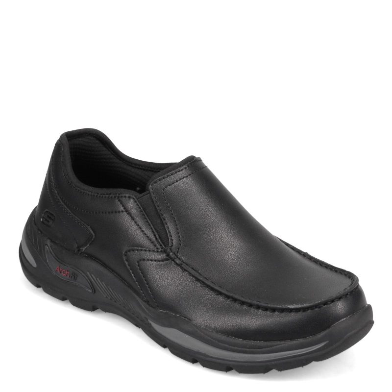 204184 Ww Blk Mens Skechers Arch Fit Motley Hust Slip On Wide Width Black