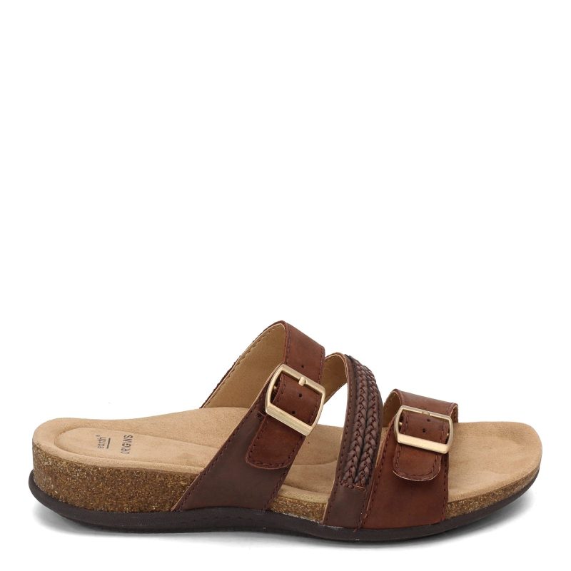 206529 W 201 Womens Earth Origins Bosk Baylen Slide Sandals Bark 1