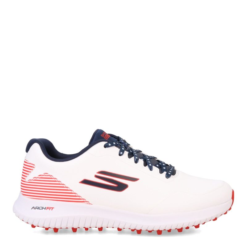 214047 WNVR Mens Skechers Go Golf Max 2 Patriot Golf Shoe White Navy Red 1