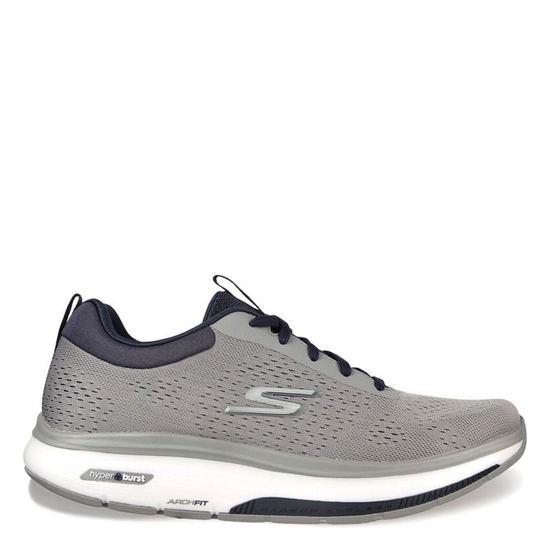 216244 GYNV Mens Skechers Go Walk Arch Fit Workout Walker Outpace Sneaker Grey Navy 1 848e9068 0534 4420 8a68 e676c1c4056c