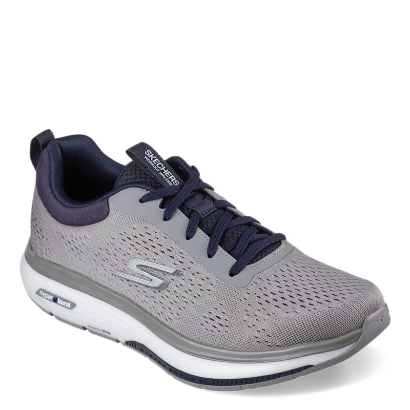 216244 GYNV Mens Skechers Go Walk Arch Fit Workout Walker Outpace Sneaker Grey Navy 26ebebb2 12b3 443d 871f 29ce87bee864