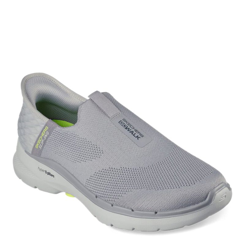 216278 GRY Mens Skechers Slip Ins Go Walk 6 Easy On Sneaker Gray