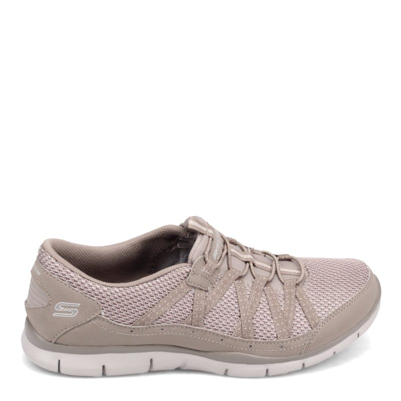 22823 W Tpe Womens Skechers Gratis Strolling Sneaker Wide Width Taupe 1