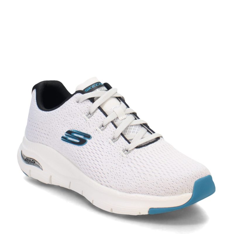 232601 WBL Mens Skechers Arch Fit Takar Sneaker White Blue