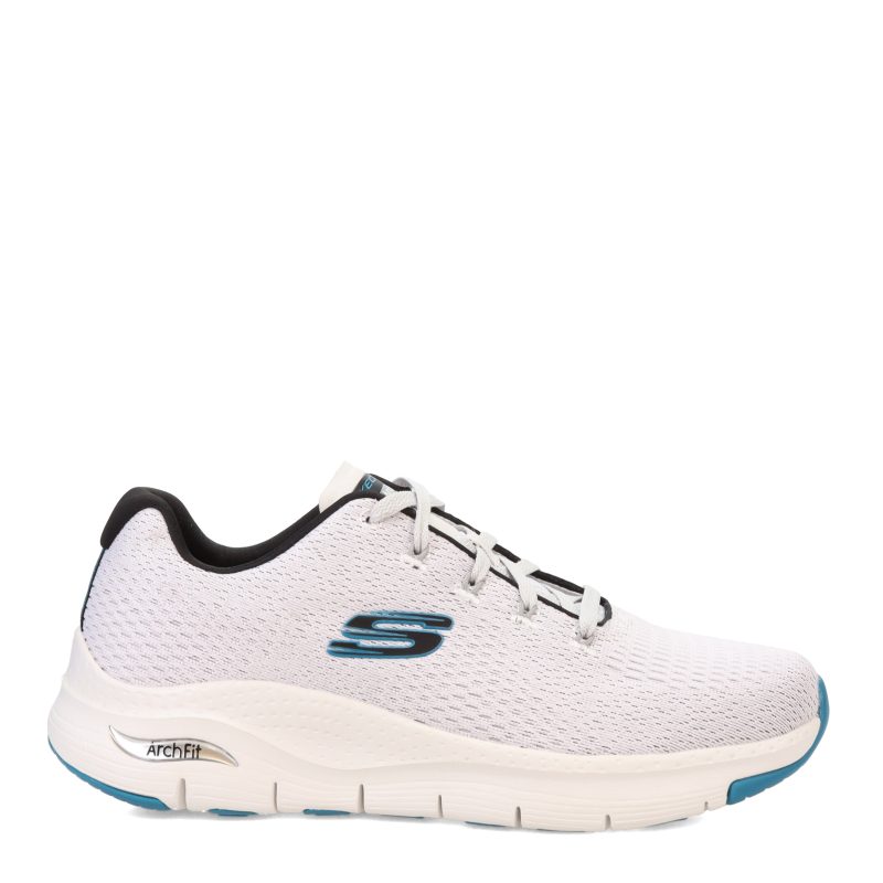 232601 WBL Mens Skechers Arch Fit Takar Sneaker White Blue 1