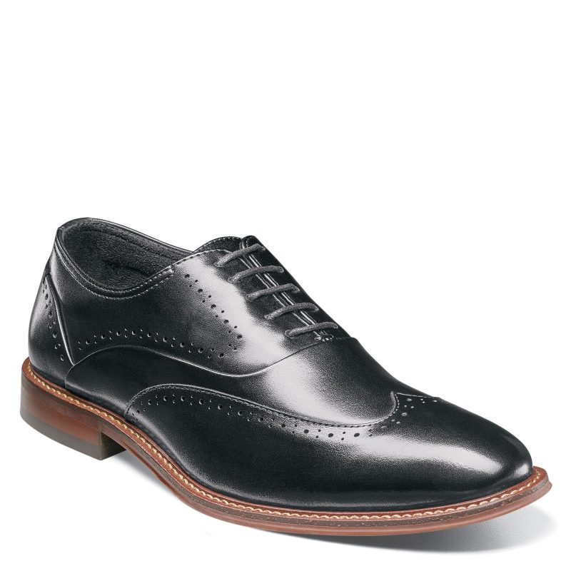 25489 005 Mens Stacy Adams Macarthur Wingtip Oxford Black Polished