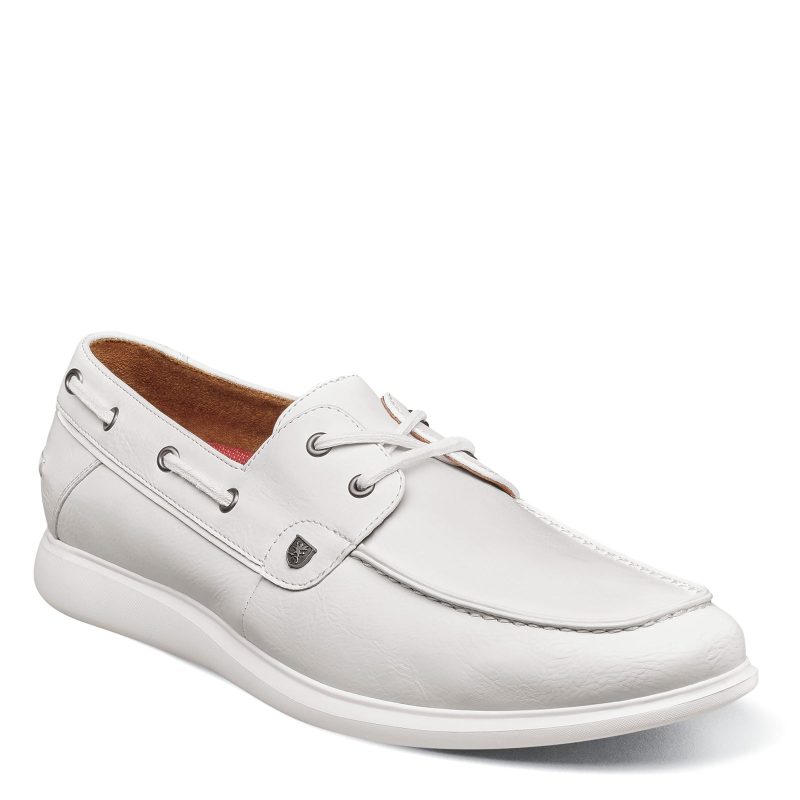 25592 100 Mens Stacy Adams Reid Boat Shoe White