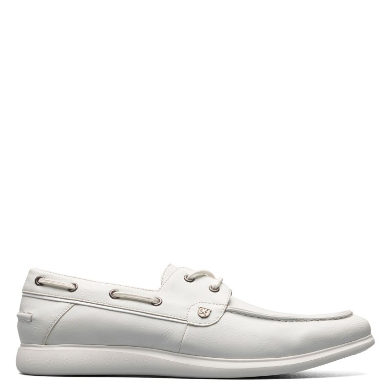 25592 100 Mens Stacy Adams Reid Boat Shoe White 1