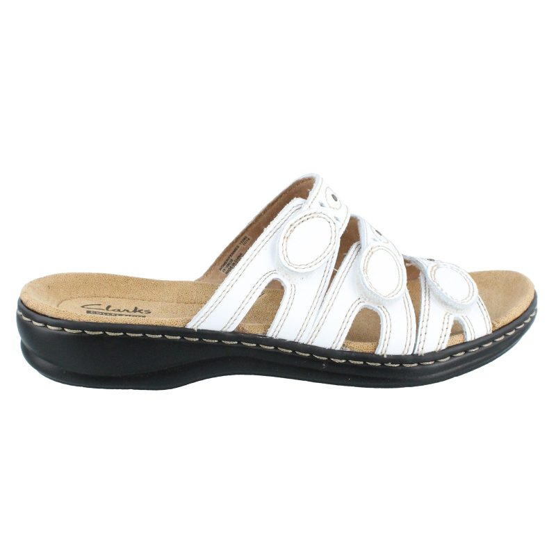 26109039 Womens Clarks Lesia Cacti Slide Sandals White 1