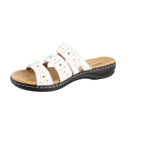 26109039 Womens Clarks Lesia Cacti Slide Sandals White 2