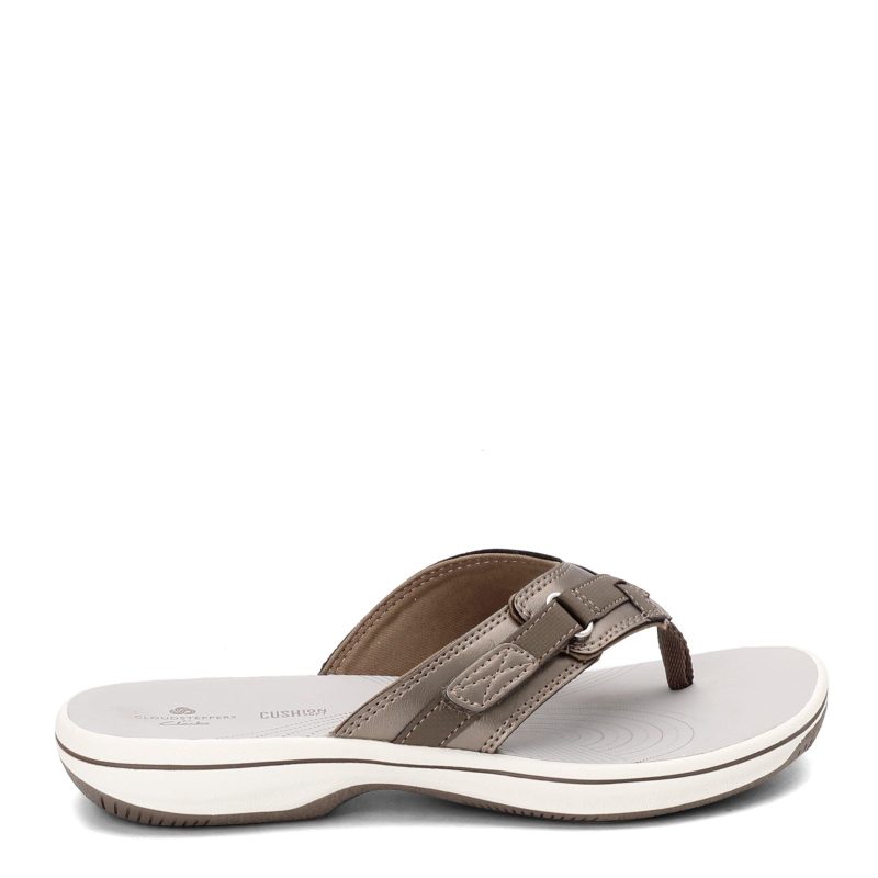 26125509 Womens Clarks Breeze Sea Flip Flop Pewter 1