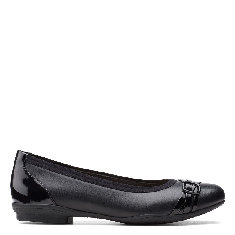 26153257 Womens Clarks Sara Tulip Flat Black 1