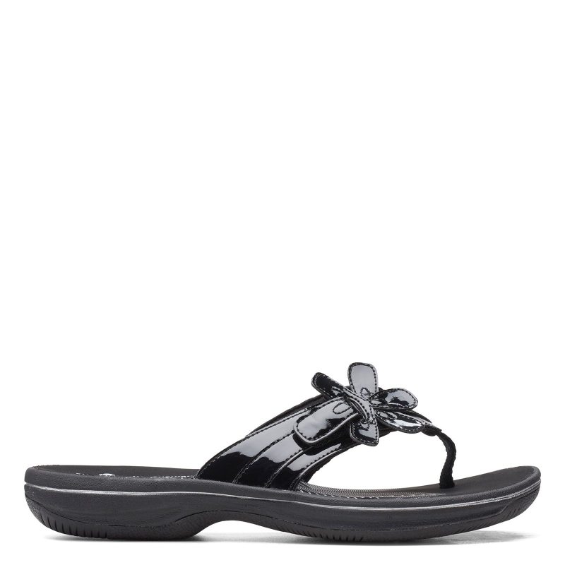 26159852 Womens Clarks Brinkley Flora Sandal Black Patent 1