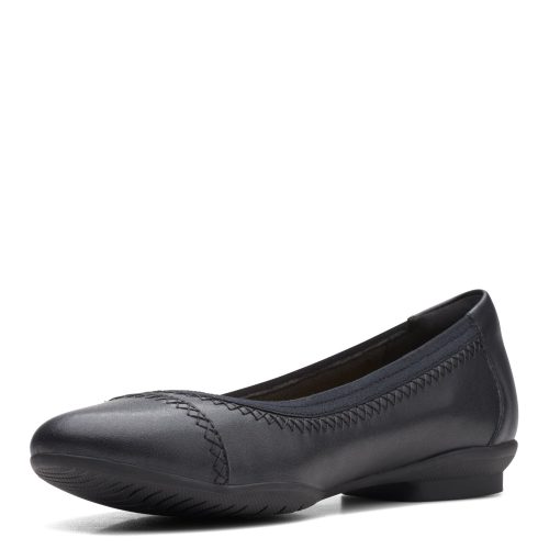 26163401 Womens Clarks Sara Bay Flat Black 3