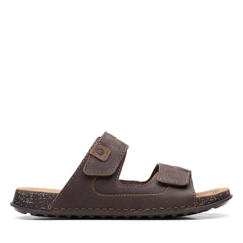 26165188 Mens Clarks Crestview Easy Sandal Dark Brown 1