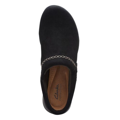 26167402 Womens Clarks Roseville Echo Clog Black Suede 6