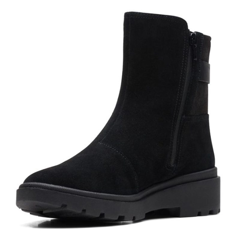 26167405 Womens Clarks Calla Mid Boot Black Suede 3