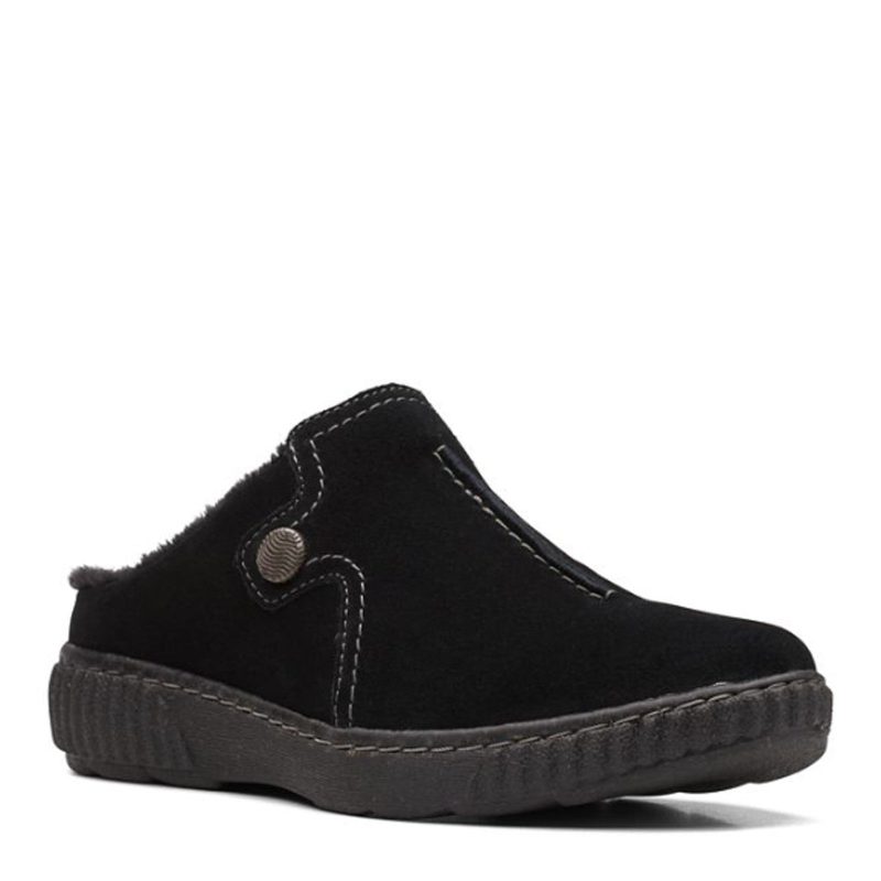 26167460 Womens Clarks Caroline Step Clog Black Suede