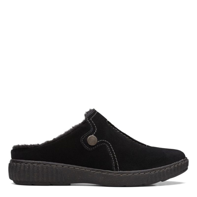 26167460 Womens Clarks Caroline Step Clog Black Suede 1