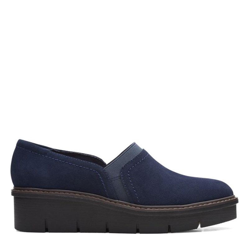 26167632 Womens Clarks Airabell Mid Slip On Navy Suede 1